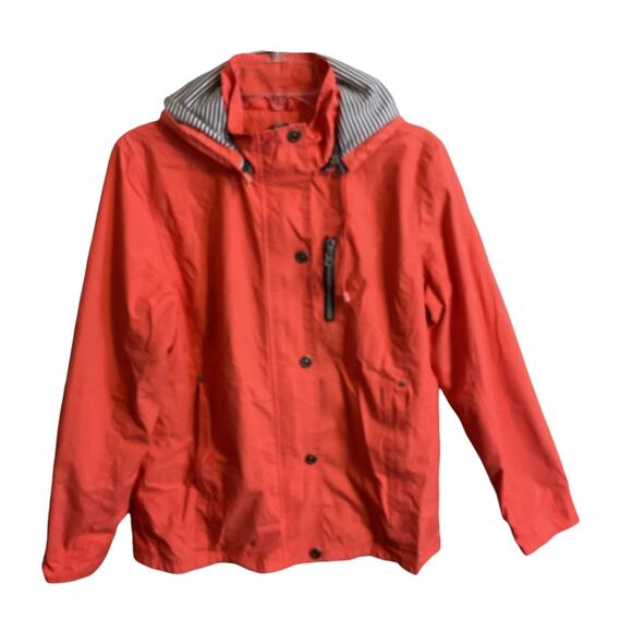 Esprit Womens Orange Hooded Full Zip Up Rain Jacket All Weather Windbreaker M - Picture 3 of 11